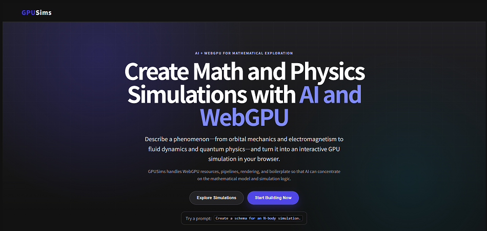 GPUSims landing page